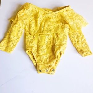 Yellow Baby Girl Lace Romper
